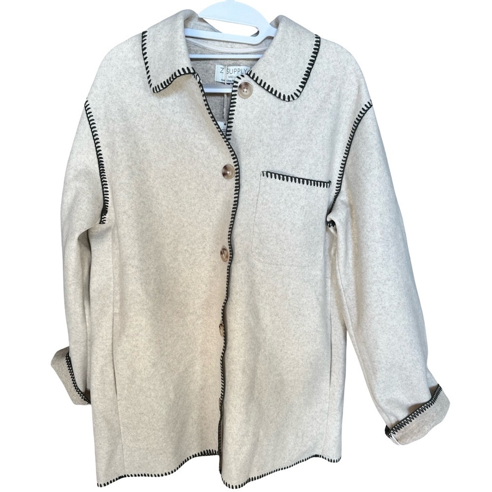 Z Supply NWT Olivia Whipstitch Jacket Oatmeal Heather Women’s Size M - Picture 3 of 8